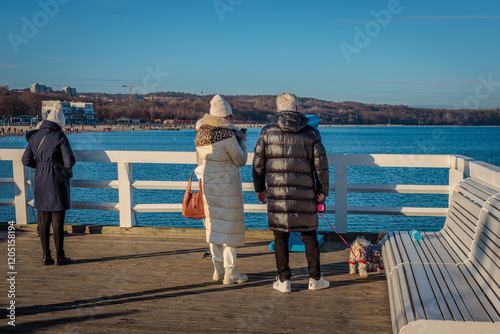 Sopot, Poland - December 25 2024 "Winter walk on pier in Sopot"