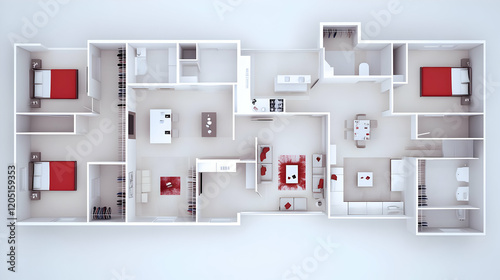 3D Floor Plan Shows Modern ...