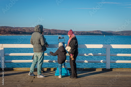 Sopot, Poland - December 25 2024 "Winter walk on pier in Sopot"