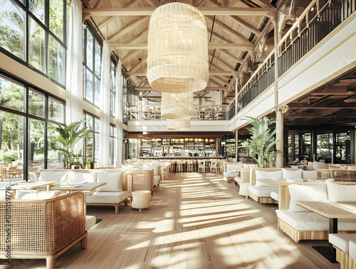 Bright, airy restaurant int...