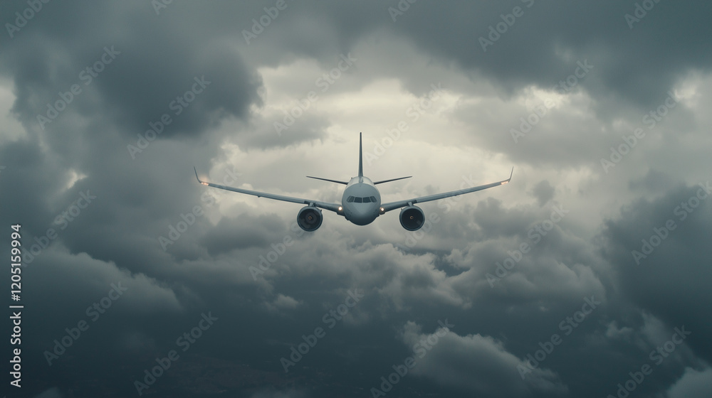 Fototapeta premium Dramatic Stormy Sky with Airplane Highlighting Resilience