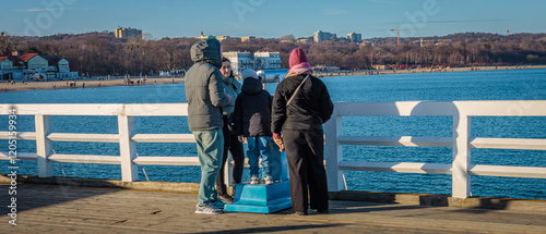 Sopot, Poland - December 25 2024 "Winter walk on pier in Sopot"