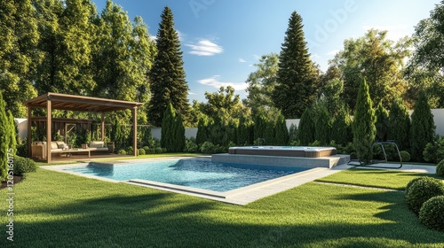 Wallpaper Mural A pool with a gazebo and a hot tub Torontodigital.ca