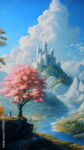 Majestic castle overlooks a...
