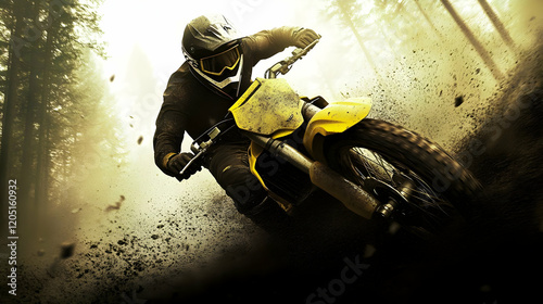 Motocross Rider Races Throu...