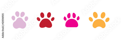 Pet paw editable stroke outline icon isolated on white background flat vector illustration.