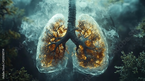 Lungs concept with smoking effects, showcasing innovative health designs that bring awareness to the impact of smoking and respiratory wellness. photo