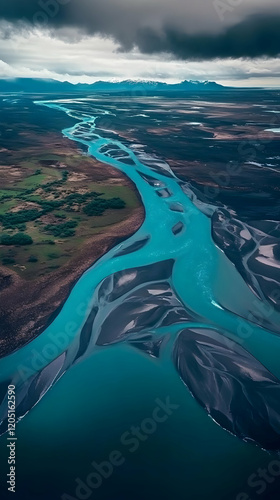 Aerial View of Turquoise Ri...