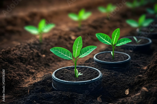 Young green plants are grow...