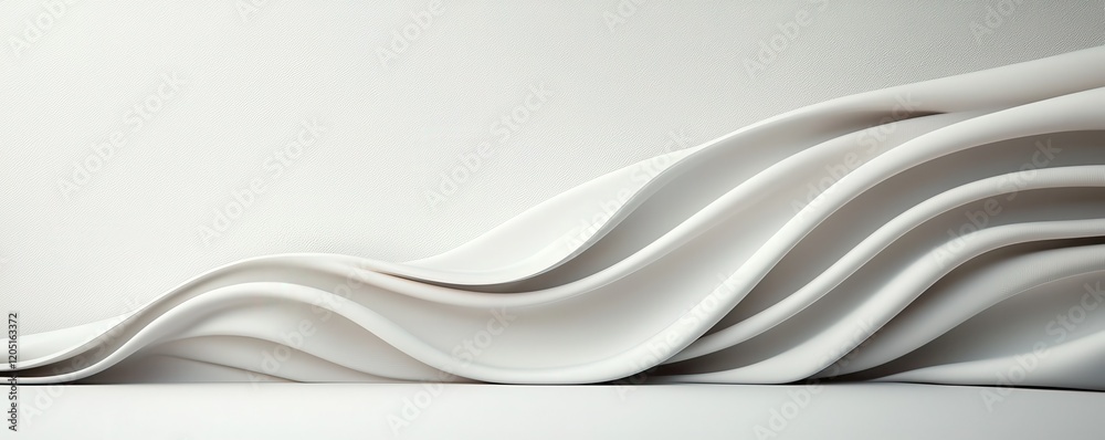 Obraz premium Soft glowing white background close view wavy textures clean space