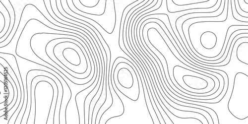 Abstract topography wave lines pattern on white background, topographic contours map background, geographic contour map vector background, White paper curved reliefs for background.
