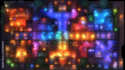 Wallpaper Mural Illuminated City Block Night Top View Map Torontodigital.ca