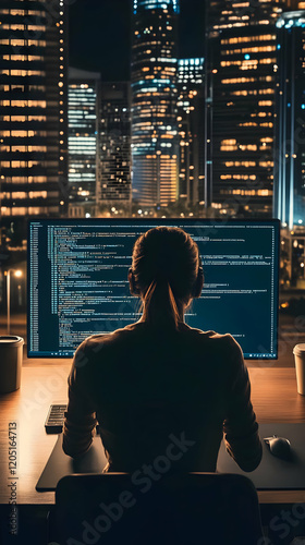 Woman Programmer Works on C...