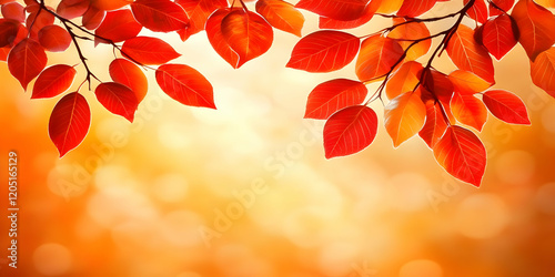 Red Autumn Leaves Frame a S...