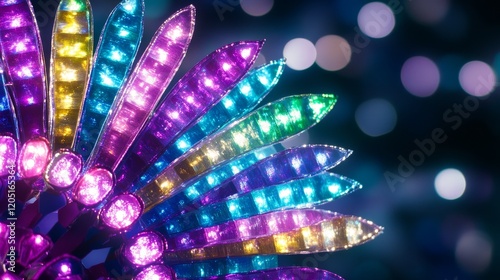 Illuminated Colorful Feather Light Display Night
