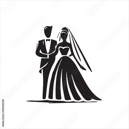 silhouette of bride and groom