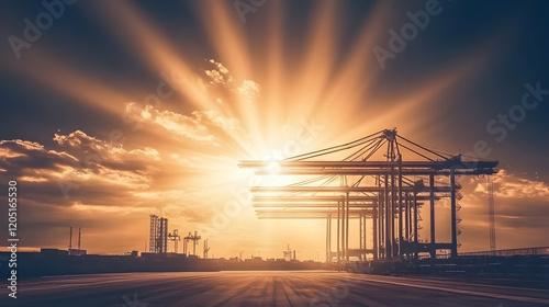 Industrial Port Cranes Silh...