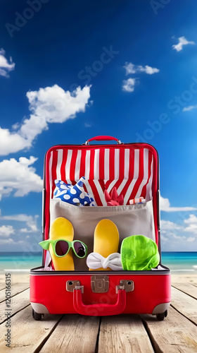 Red Suitcase Filled with Be...