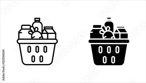 Food donations icon set, Related charity, aid, awareness, donation, vector illustration on white background.