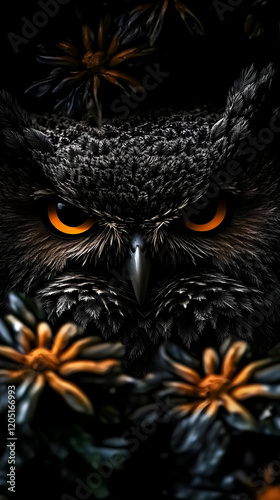 Intense Owl Gazes with Fier...