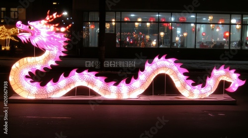 Illuminated Dragon Lantern Festive Night Display