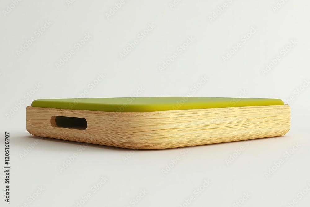 A sleek, modern wooden device case with a vibrant green top, showcasing minimalist design and eco-friendly materials. A sleek, modern wooden device case with a vibrant green top, showcasing minimalist design and eco-friendly materials.
