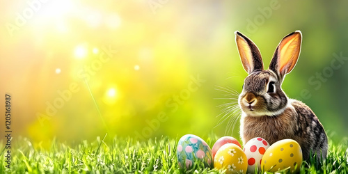 Adorable Bunny Sits Peacefu...