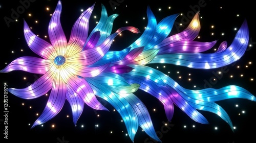 Illuminated Floral Lantern Festival Display