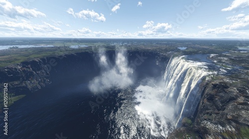 Wallpaper Mural Aerial view of Victoria Falls, Zambezi River, mist, landscape, travel Torontodigital.ca