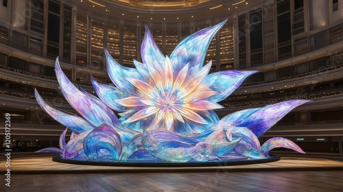 Illuminated Floral Sculpture in Grand Atrium