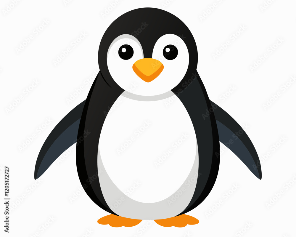 Fototapeta premium Penguin isolated on white background. Adorable Penguin Illustration for Digital Use – Perfect for Websites, Branding, and Design.