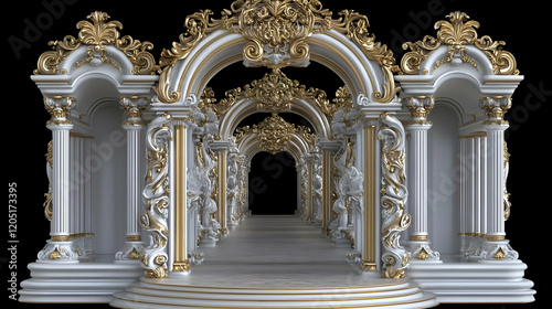 Elegant white and gold arch...