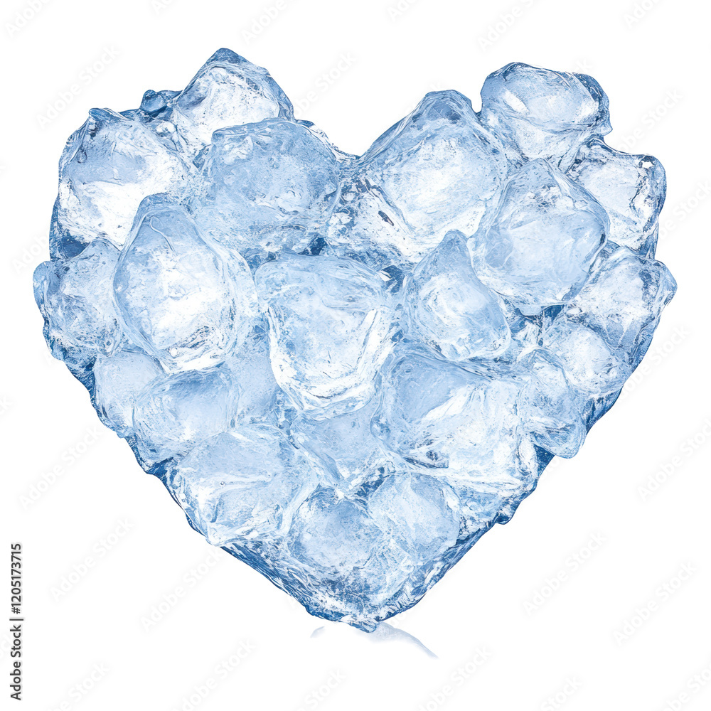 Obraz premium Ice Heart: A heart-shaped arrangement of crystalline ice cubes shimmers with icy beauty. It evokes a cool, refreshing feel, perfect for illustrating love, purity.
