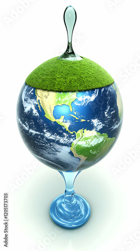 3D Earth Globe in Glass wit...