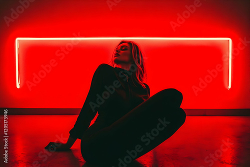 Stylish Woman Poses Under N...