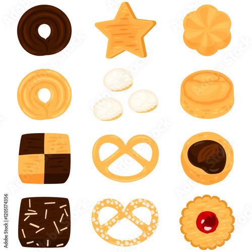 色々な種類のクッキーのイラスト