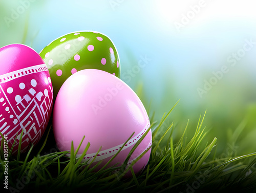 Decorated Easter Eggs Nestl...