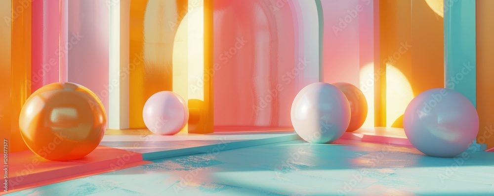 Colorful room with a pink archway and a blue wall Colorful room with a pink archway and a blue wall