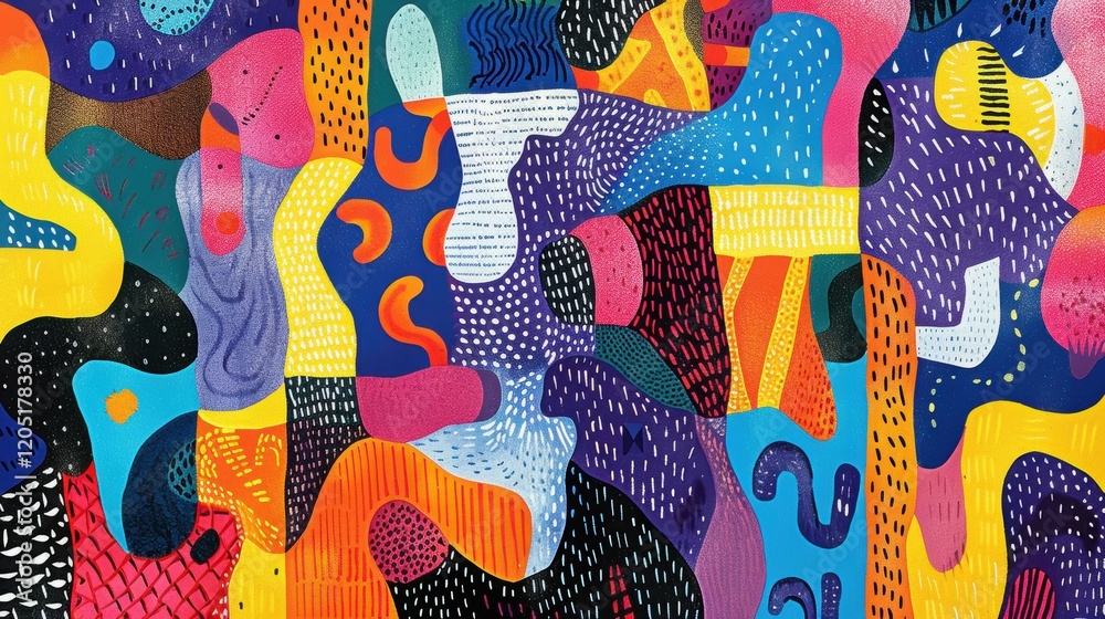 Obraz premium Colorful abstract painting with many different shapes and colors