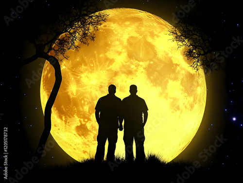 Silhouetted Couple Holds Ha...