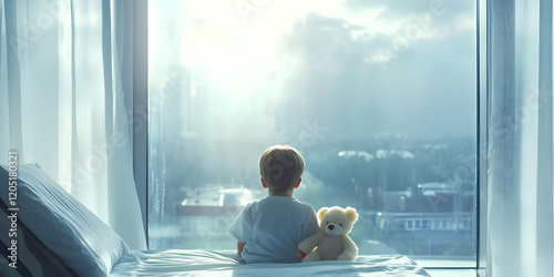 Lonely Child Sits on Hospit...