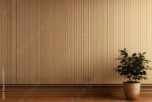 Empty Room with Wooden Wall...