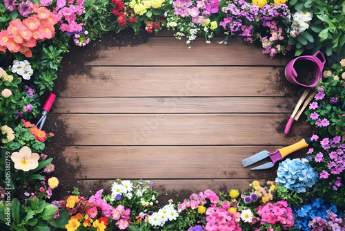 Colorful Flowers Frame a Wo...