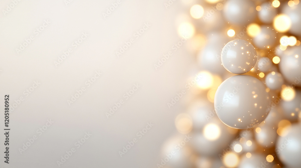Abstract golden and white bubbles float against a soft, blurred background creating a dreamy, ethereal visual effect. Abstract golden and white bubbles float against a soft, blurred background creating a dreamy, ethereal visual effect.