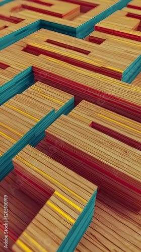 3D Illustration of a Wooden...