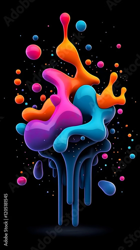 3D Abstract Paint Splatter ...