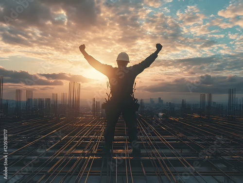 Construction Worker Celebra...
