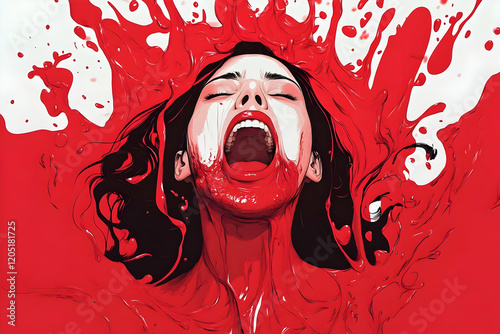Screaming Woman Covered in ...