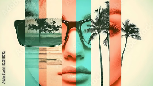 Collage Art Depicts Tropica...