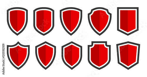 Free Download Red shield protection sign set on white background - GFXLoad